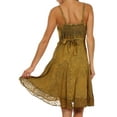 thumbnail image 2 of Sakkas Stonewashed Rayon Adjustable Spaghetti Straps Mid Length Dress - Old Gold - S/M, 2 of 6