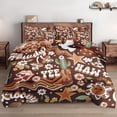 thumbnail image 1 of Juego de edredón con funda de almohada, 70S Retro Western Hippie Cowboy Suave juego de cama, 1 of 8