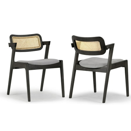 Glamour Home Azula Fabric & Wood Dining Chair in Gray/Black(Set of 2)