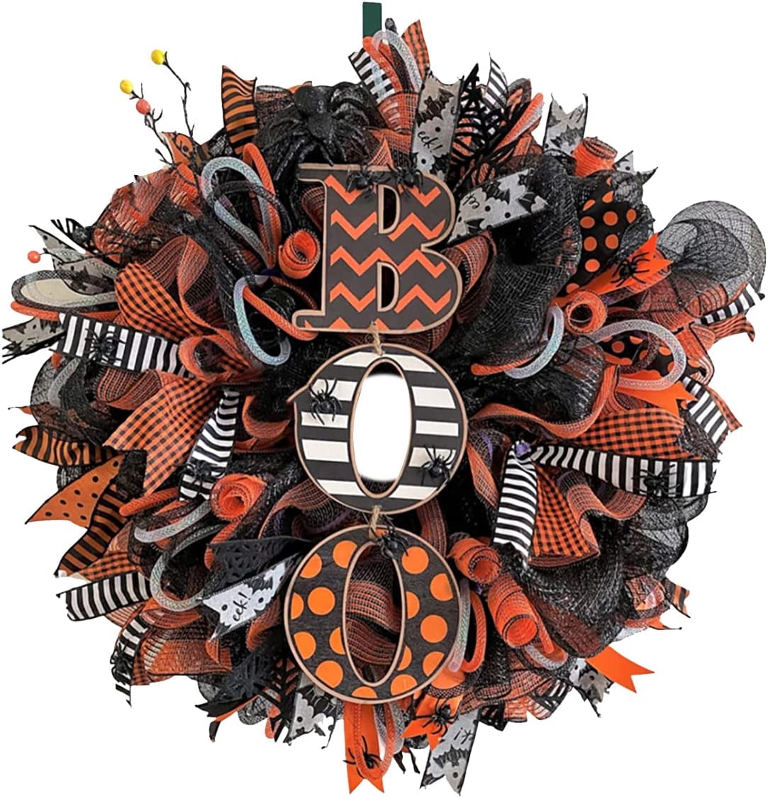 QSHQ 16 in Halloween Door Wreaths for Front Door Outside Decorations