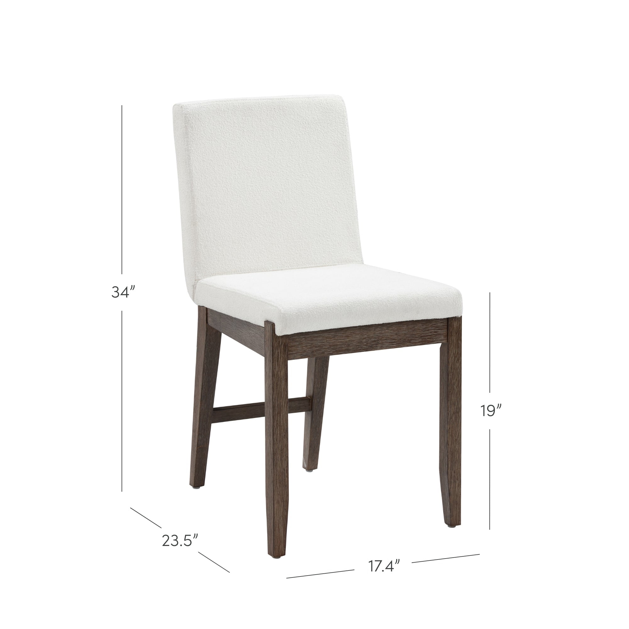 Nathan James Gracie Scandinavian Dining Chair with Cushion, Boucle Dining Chair with Solid Wood Frame, Cream Boucle/Dark Brown
