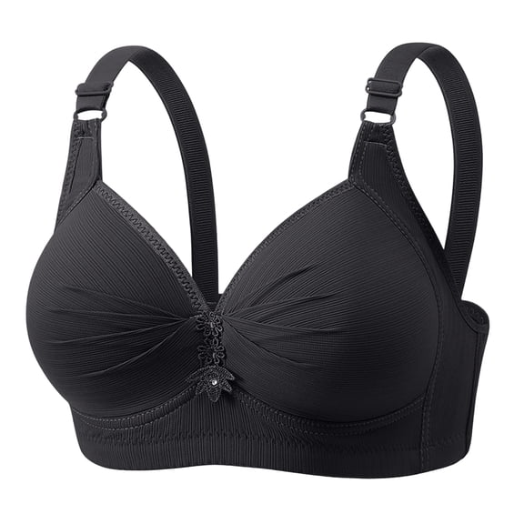 Wutalume Full Cup Wireless Bras for Women, No Steel Ring, Comfort Coverage Bra, Daily Wear, Solid Color, Non-Padded Womens Bras,Black 36