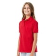 thumbnail image 2 of Hanes Youth EcoSmart Jersey Polo Shirt, Pre-Shrunk, School Uniform Polo for Kids, Deep Red, M, 2 of 4