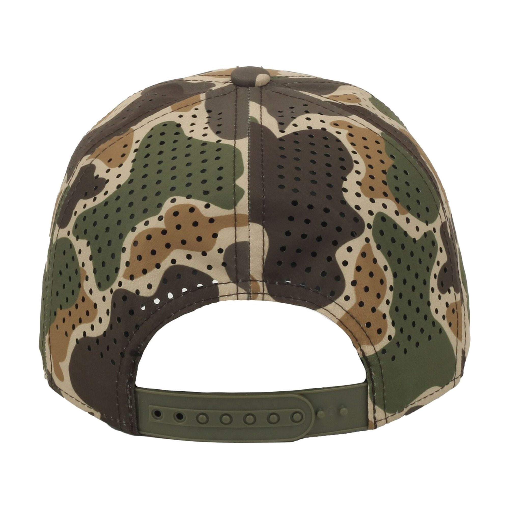 Outdoor Cap Deer Tag 6-Panel Structured Hat – Screen Print Patch, Woodland Camo with Perforated Back, One Size