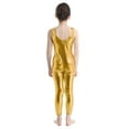 thumbnail image 4 of TiaoBug Kids Girls Shiny Ballet Dance Leotard Gymnastics Full Length Jumpsuit Unitard 3-14 Gold 5-6, 4 of 7