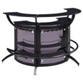 Black 3-piece Curved Freestanding Home Bar,Contemporary Bar with Two ...
