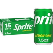 Sprite Lemon-Lime Caffeine Free Soda Pop Mini Cans, 7.5 fl oz, 15 Pack