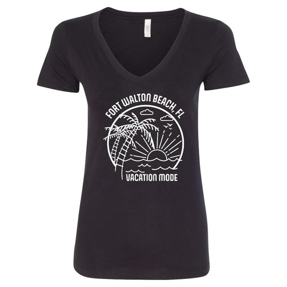 Inktastic Summer Vacation Mode Fort Walton Beach Florida Women's V-Neck T-Shirt