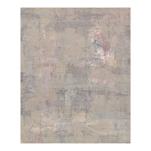 Pasargad Home Modern 12' x 15' Hand-Knotted Silk & Wool Area Rug in Light Gray