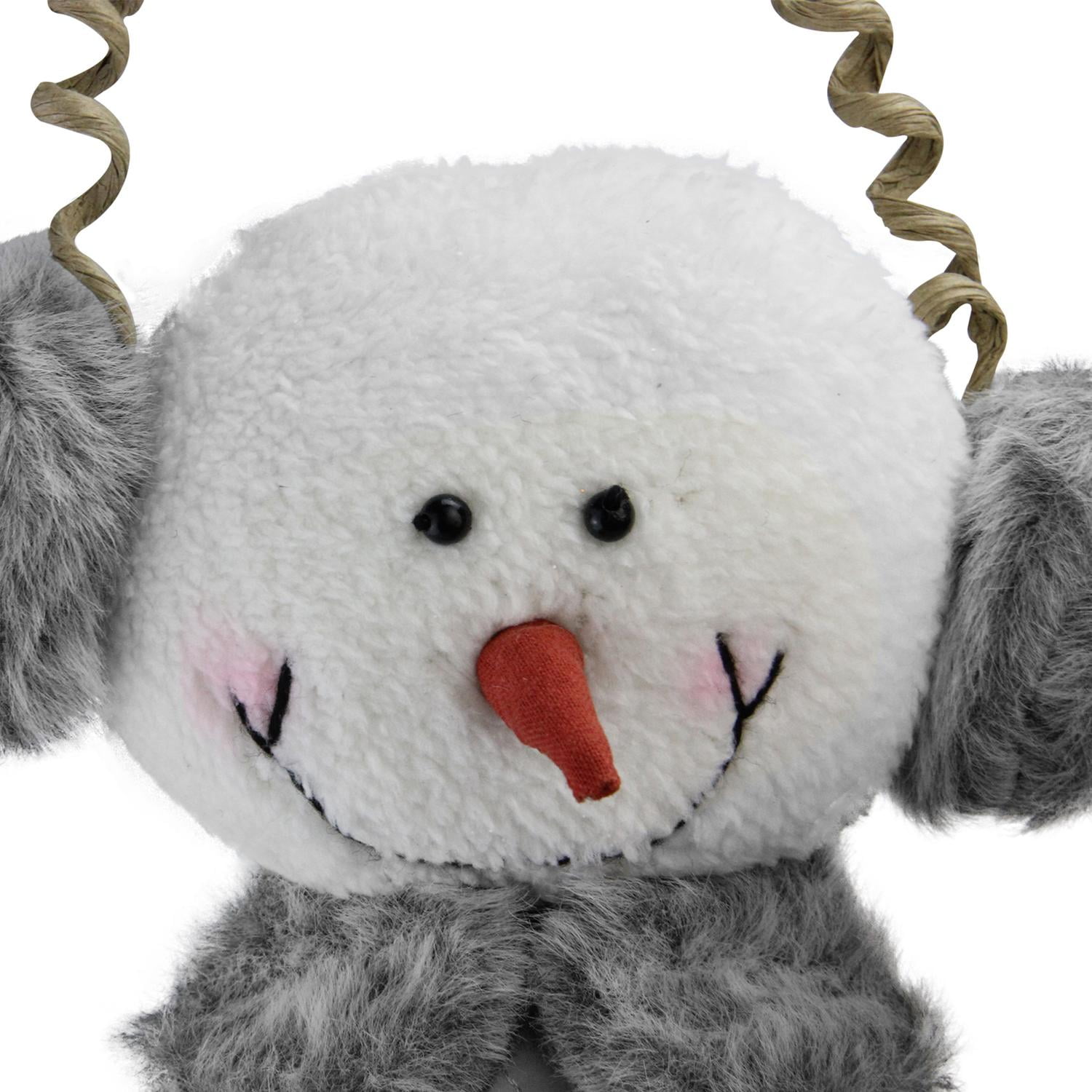 155 winter white and smokey gray decorative snowman with ear muffs 155 winter white and smokey gray decorative snowman with ear muffs