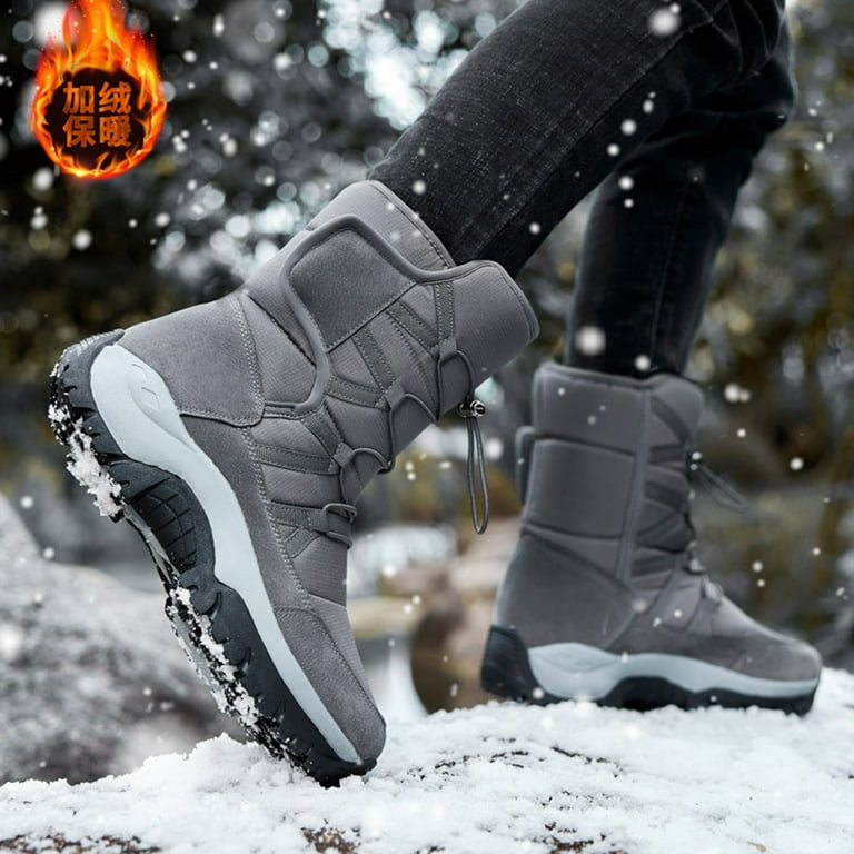 Mens Snow Boots Outdoor Mid Calf Waterproof Winter Snow Boots with