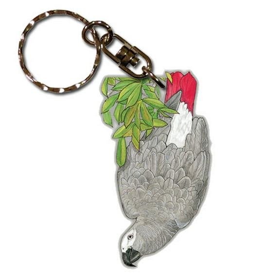 African Grey Parrot Keychain, Souvenir Key Holder, Charm Tag, Pet Key Rings, Craft Ornaments, Wooden Die-Cut