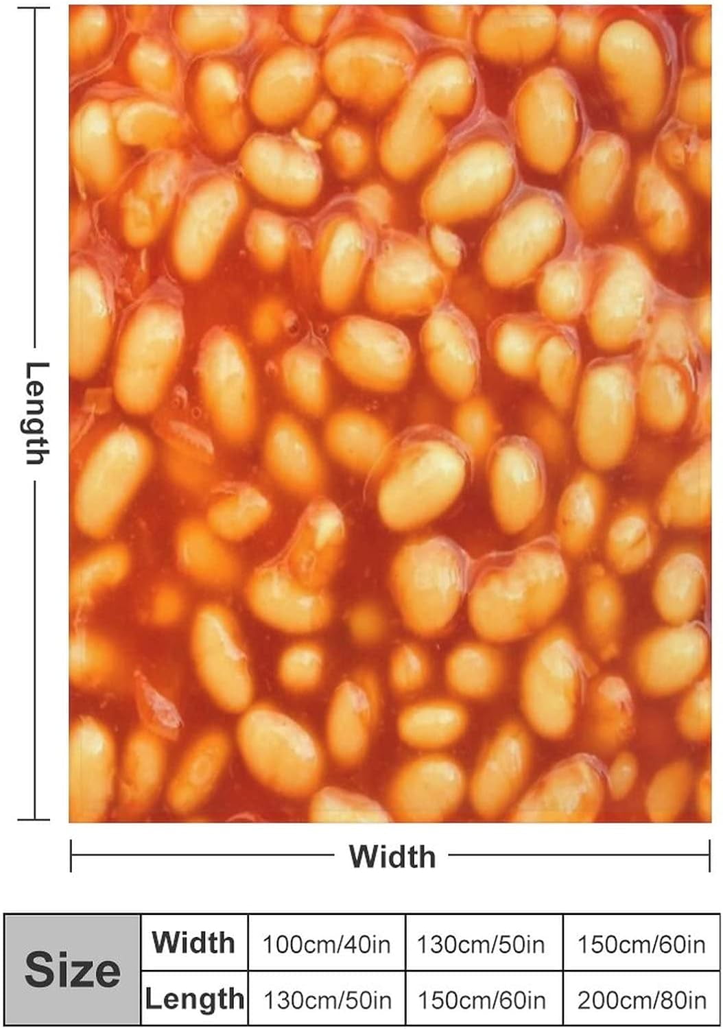 3D Funny Realistic Food Baked Beans Flannel Fleece Throw Blankets 50"X40" Soft Cozy Fluffy Winter Fall Blanket Cozy Soft Fuzzy Plush Home Decor for Couch Bed Sofa Living Room Bedroom