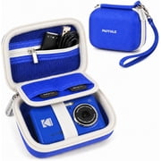 Digital Camera Hard Case for Kodak Pixpro FZ55/FZ45, for Canon PowerShot 180 - Shockproof Storage Pouch with SD Card Slot, Shoulder & Wrist Straps - Blue (Case Only)