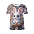 thumbnail image 5 of Warop T-Shirt à Col Rond pour Femmes avec Imprimé de Pâques, Chandail à Enfiler pour Usage Quotidien, 5 of 5