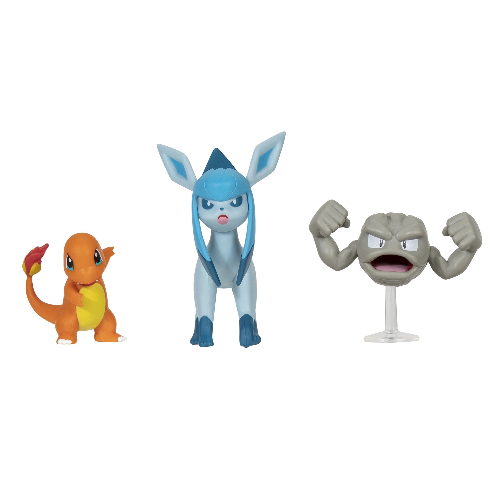 Pokemon Battle Figure 3 Pack - Features 2-inch Geodude, Charmander and 3-inch Glaceon Battle Figures
