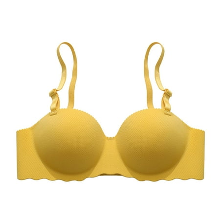 HCURIBAD Clearance! Super Gather Bra Soft Comfortable Gather Bra Wireless Up Bra Lift Bra Women Lingerie Everyday Sports Bras Wireless Bras  Push up Bra  Backless Bra  Bras for Women Yellow D