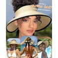 thumbnail image 3 of Women Wide Brim Straw Visor, Foldable Ponytail Sun Hat UPF 50+, 3 of 9