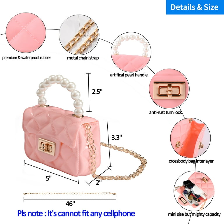 Designer Candy Color PVC Jelly Pearl Handbag With Long Chain And