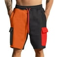 thumbnail image 2 of JoveMarine Men's Color-Block Casual Shorts, American Style 5-Pocket Design, Versatile Fashion Shorts for Daily, Beach and Summer Parties Saffron M, 2 of 5