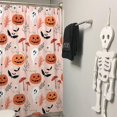 thumbnail image 3 of Halloween Shower Curtain for Bathroom,Fall Pink Pumpkin Ghost Mushroom Shower Curtains with Hooks,Farmhouse Colorful Polyester Fabric Shower Curtains Machine Washable Waterproof Bath Decor 72" x 72", 3 of 6