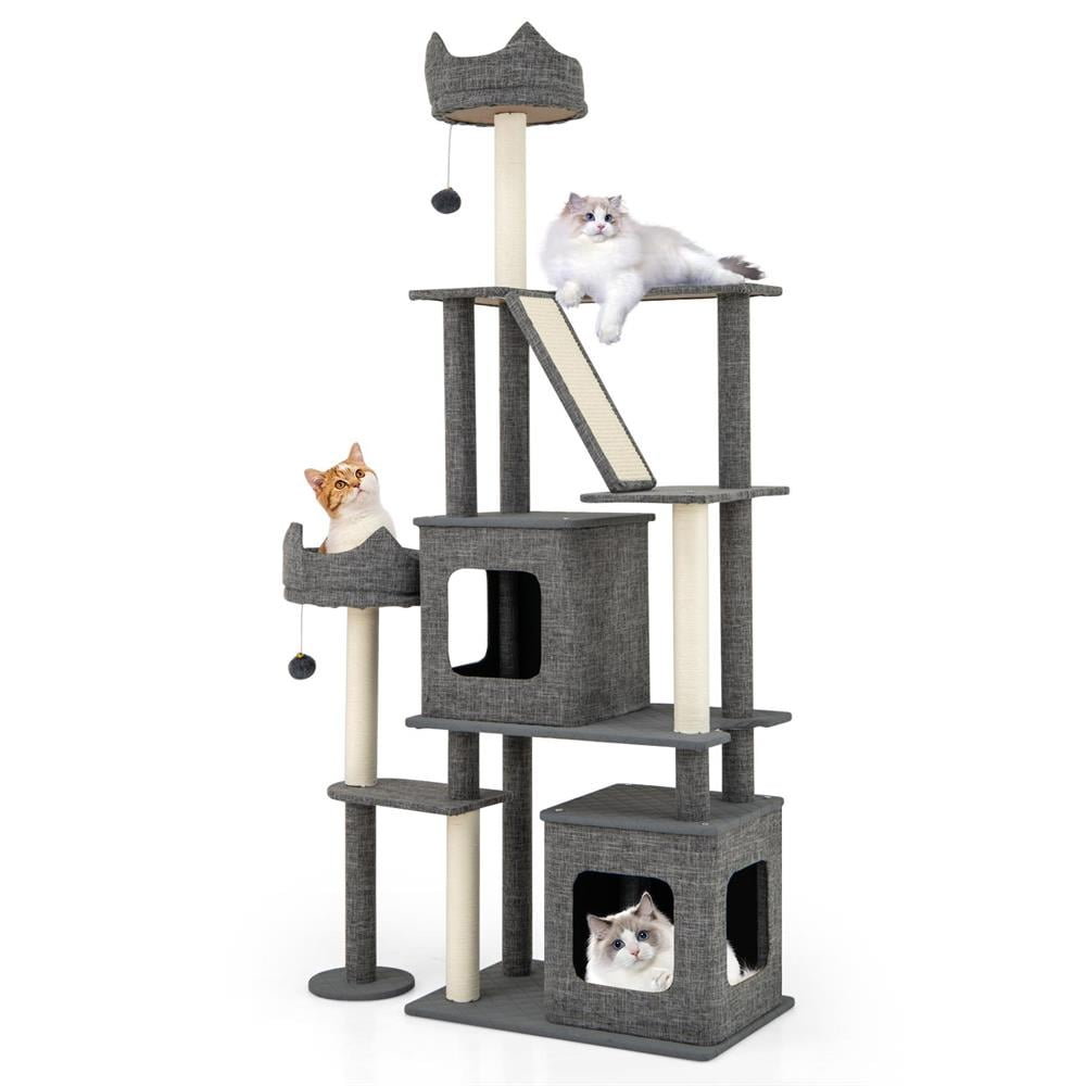 Choco Moon 71" Tall Cat Tree Multi-Level Large Tower w/Scratching Posts, Cat Climbing Tower, Corner Cat Tree, Cat Condos for Indoor Cats-Gray