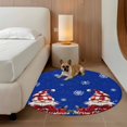 thumbnail image 2 of Round Rugs 7Ft, Blue Gnomes Christmas Round Area Rug Washable Indoor Throw Carpet, Snowflake Xmas Poinsettia Large Non Slip Circle Rug for Dining Room Playroom Home Decor Aesthetic, 2 of 8