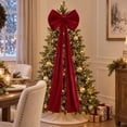 thumbnail image 3 of Ayieyill Burgundy Velvet Christmas Tree Topper Bow, 51 Inch Large Bow for Christmas Tree Decorations, 3 of 7