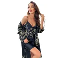 thumbnail image 5 of A AGROSTE Satin Robe Sets for Women 2 Pieces Kimono Bathrobe Short Ruffle Belted Robes Bridesmaids Sleepwear Spaghetti Strap Nightgown Babydoll Chemise, 5 of 7