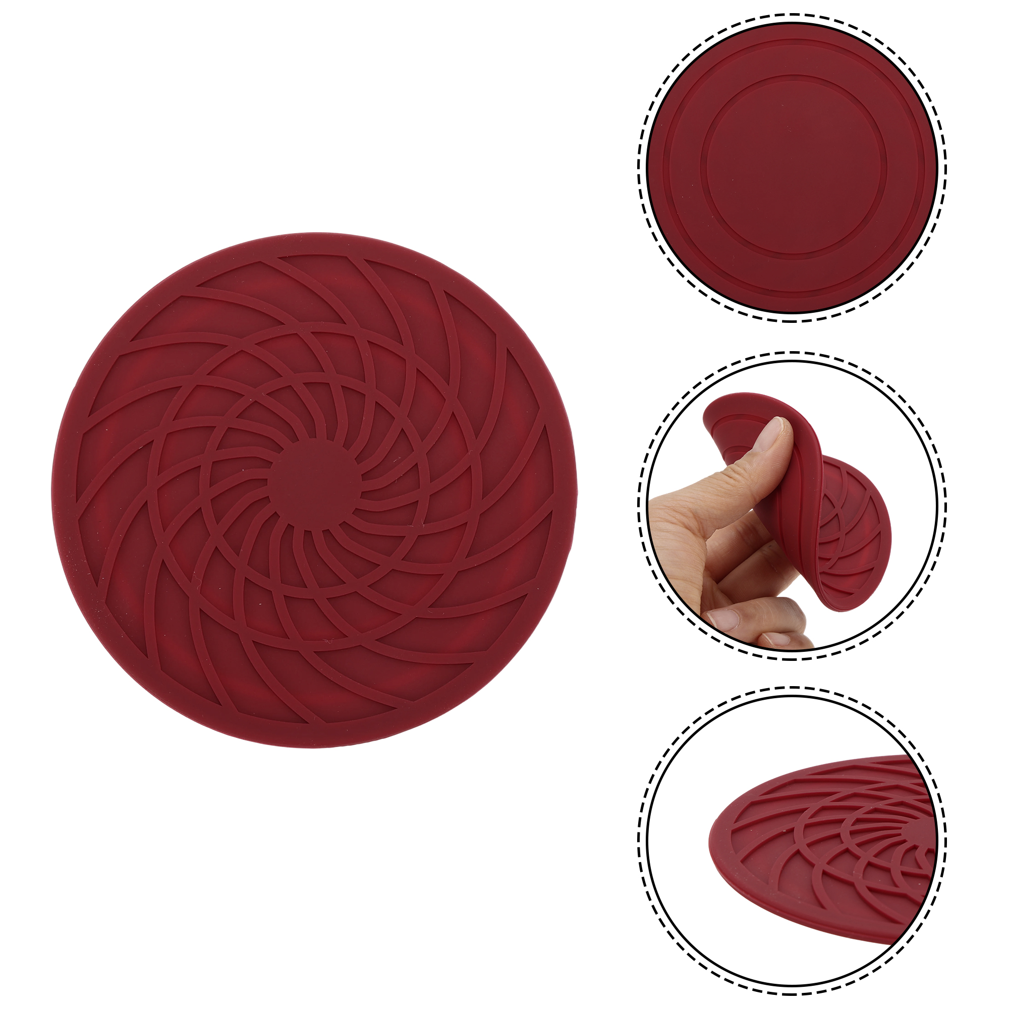 Unique Bargains Round Drink Coaster Set Wine Red