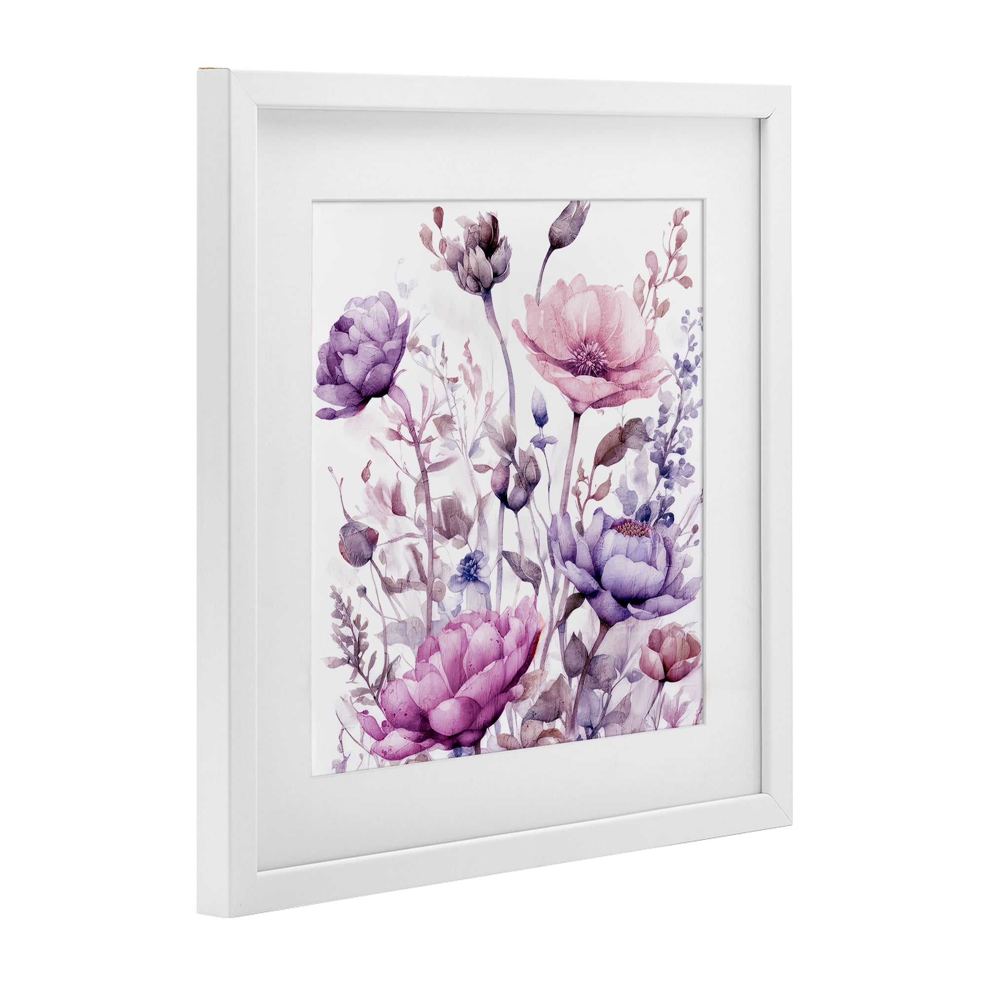 Stupell Industries Purple & Pink Florals White Framed Print Under Glass, design by Kim Lewis