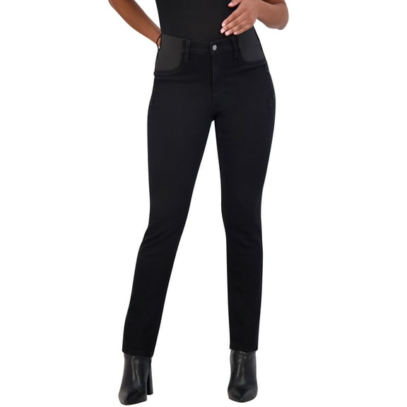 Savi Parker Women's Maternity Jeans Under The Belly – Comfy Stretch Straight Leg Distressed Maternity Jeans - 29" Inseam (S, Black)