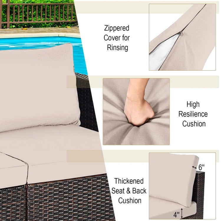Aimee Lii 2PCS Patio Rattan Sectional Conversation Sofa Set, Outdoor Patio Set, Beige Aimee Lii 2PCS Patio Rattan Sectional Conversation Sofa Set, Outdoor Patio Set, Beige