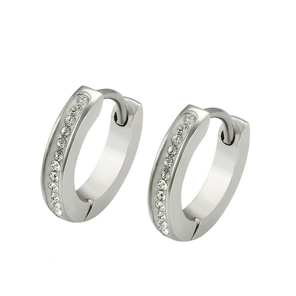 Arracadas Chicas P/ niña adulto Swarovski Oro Blanco 14K Lam blanco Unitalla
