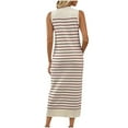 thumbnail image 4 of pimelu Dresses for Women Dresses for Women 2024 Party Club Slim Fit Soft Knitted Bodycon Dress Summer Formal Striped Print Sleeveless Round Neck Ladies Long Sundresses, 4 of 5