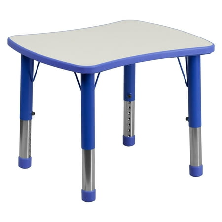 Chrome Rectangular Activity Table - Flash Furniture 21.875''W x 26.625''L Height Adjustable Rectangular Plastic Activity Table in Multiple Colors with Grey Top