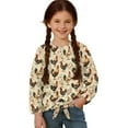 thumbnail image 3 of Xoenoiee Rooster Chicken Flower Print Long Sleeve Shirts for Girls Crewneck T-Shirts Kids Soft Long Sleeve Tees Top Twist Knot T Shirts Tie Front Blouses, 7-8 Year, 3 of 7