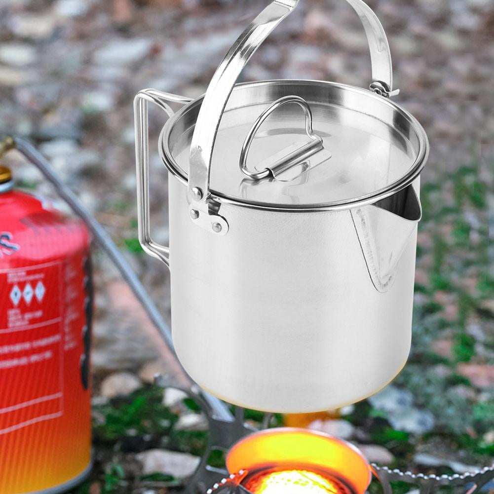Cergrey 1.2L Outdoors Portable Folding Stainless Steel Kettle Cookware
