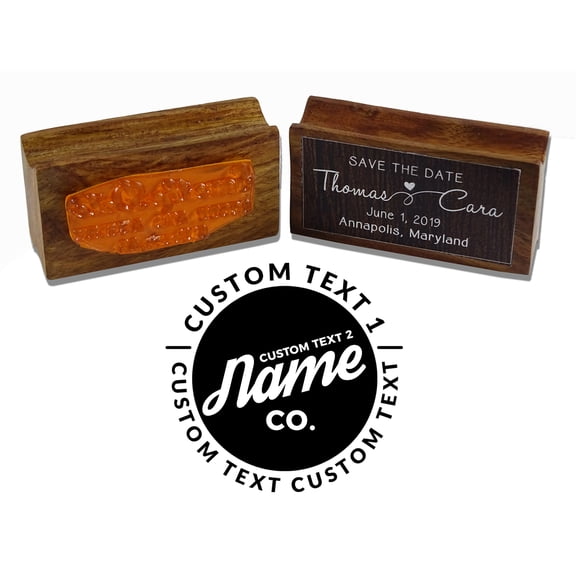 Printtoo Round Custom Text Rubber Stamp Wood Mounted Business Address Personalized Stamper Gift Idea