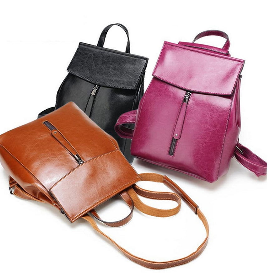 2024 new women s bag fashion genuine leather backpack waxed cowhide backpack trendy schoolbag wholesale Walmart