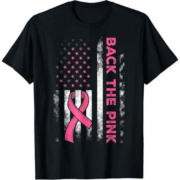 Back The Pink Us Flag Breast Cancer Awareness T-Shirt