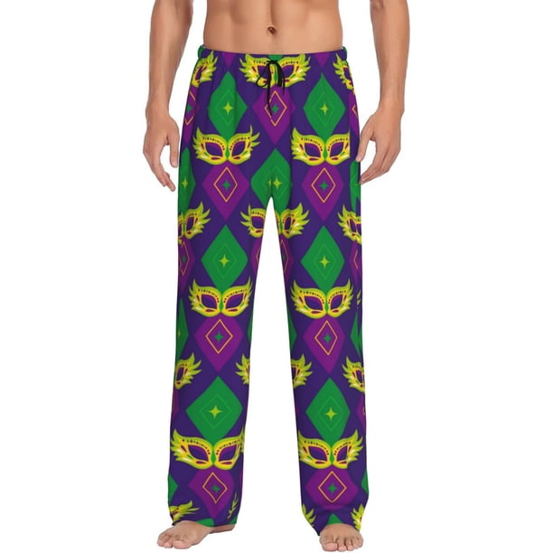 Balery Mardi Gras Carnival3 Pantalones de pijama para hombre, pijama ultraligero, pantalón de descanso-Medium