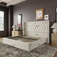 Jocisland King Size Bed Frame with Velvet Upholstered Diamond Button