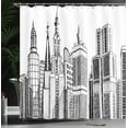 thumbnail image 4 of Ambesonne Grunge Shower Curtain, Urban Architecture Art, 69"Wx84"L, Black White, 4 of 5