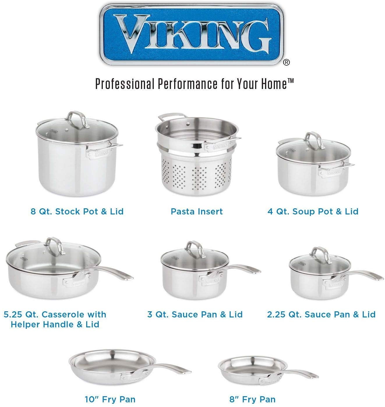Viking 13 Pc Tri Ply Mirror Finish Cookware Set Walmart Com Walmart Com
