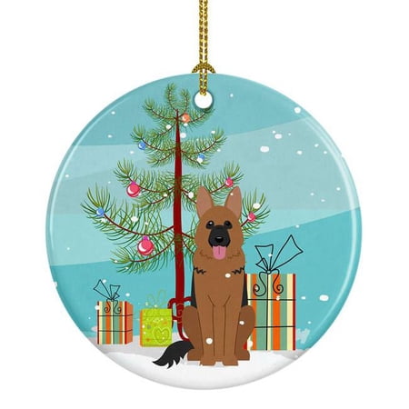 Merry Christmas Tree German Shepherd Ceramic Ornament