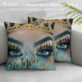 thumbnail image 3 of RUIYC Feminine Pillow Covers for Kids Adults Crown Glitter Long Eyelash Square Soft Throw Pillow Covers for Couch,Blue Watercolor Marbling Decorative Cushion Covers, 3 of 5