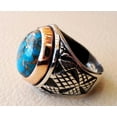 thumbnail image 5 of Blue Copper Turquoise Mens Ring, Natural Turquoise Ring, Oxidized Two Tone, 925 Silver Ring, Birthday Gift, Heavy Mens Ring, Arabic Design, Ottoman Style Ring, Christmas, Turkey Mens Signet Ring, 5 of 6