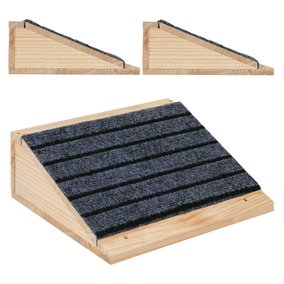 COZIWOW 2 Pcs Wooden Dog Ramp for Stairs Nonslip Low-Angled Pet Ramps for Staircase, Climb Assist for Puppies, Elderly Pets, and Injured Animals