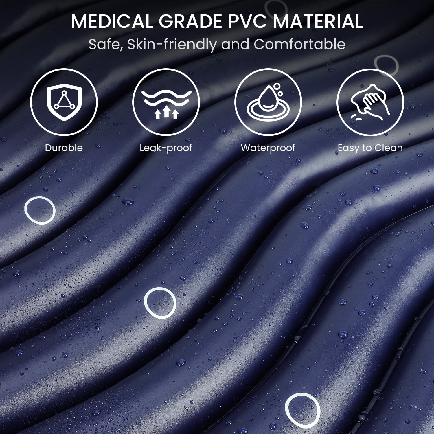 KEKOY Alternating Air Pressure Mattress Pad, Bed Sore Prevention Solution Mattress Topper with 5-setting Adjustable Pump, Waterproof Pressure Relief Ulcer Cushion Pad for Hospital and Home Use, Blue